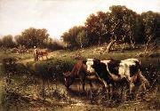 unknow artist Cattle in a Pool USA oil painting artist